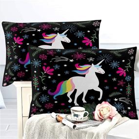 img 1 attached to 🦄 Enchanting Damara Lovely Cartoon Unicorn Print Bedding Set: Perfect for Kids Girls' Bedroom Décor (Duvet Cover Set + 2 Pillowcases)