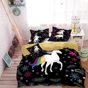 img 3 attached to 🦄 Enchanting Damara Lovely Cartoon Unicorn Print Bedding Set: Perfect for Kids Girls' Bedroom Décor (Duvet Cover Set + 2 Pillowcases)