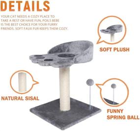 img 2 attached to 🐱 Poils bebe Cat Scratching Post and Tree: Carpeted Sisal Tower with Platform, Plush Ball, and More - Perfect for Kittens and Small Cats!