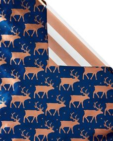 img 2 attached to 🎁 Papyrus Reversible Christmas Wrapping Paper, Navy and Rose Gold, 4 Pack, 80 sq. ft.