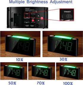 img 1 attached to 🕰️ Mesqool Bedroom Alarm Clock with 7-Color Nightlight, 7-inch Large Green LED Display & 0-100% Dimmable, Dual USB Charger, 12/24H, Battery Backup, Snooze, Easy-to-Read Digital Corded Clock for Seniors, Teens, Kids, Boys, and Girls