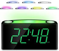 🕰️ mesqool bedroom alarm clock with 7-color nightlight, 7-inch large green led display & 0-100% dimmable, dual usb charger, 12/24h, battery backup, snooze, easy-to-read digital corded clock for seniors, teens, kids, boys, and girls logo