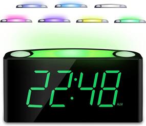 img 4 attached to 🕰️ Mesqool Bedroom Alarm Clock with 7-Color Nightlight, 7-inch Large Green LED Display & 0-100% Dimmable, Dual USB Charger, 12/24H, Battery Backup, Snooze, Easy-to-Read Digital Corded Clock for Seniors, Teens, Kids, Boys, and Girls