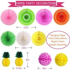 img 1 attached to Summer Luau Party Decorations - Flamingo Birthday Supplies with Tropical Happy Birthday Banner, Tissue Paper Fan, Pineapple Honeycomb, Balloons, and Cake Topper for Hawaiian Celebration