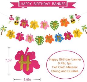 img 2 attached to Summer Luau Party Decorations - Flamingo Birthday Supplies with Tropical Happy Birthday Banner, Tissue Paper Fan, Pineapple Honeycomb, Balloons, and Cake Topper for Hawaiian Celebration