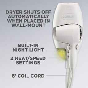 img 2 attached to 💡 White LED Night Light Wall-Mounted Hair Dryer by Conair, Featuring 1600 Watts