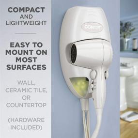 img 3 attached to 💡 White LED Night Light Wall-Mounted Hair Dryer by Conair, Featuring 1600 Watts