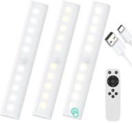 🔦 rechargeable led closet lights, 20 led under cabinet lighting with remote control, dimmable 4500k wall reading light, warm white touch light, wireless magnetic stick-on anywhere (remote included) логотип