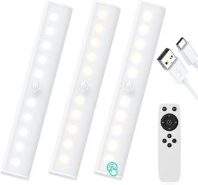 img 4 attached to 🔦 Rechargeable LED Closet Lights, 20 LED Under Cabinet Lighting with Remote Control, Dimmable 4500k Wall Reading Light, Warm White Touch Light, Wireless Magnetic Stick-on Anywhere (Remote Included)