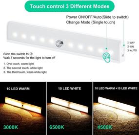 img 1 attached to 🔦 Rechargeable LED Closet Lights, 20 LED Under Cabinet Lighting with Remote Control, Dimmable 4500k Wall Reading Light, Warm White Touch Light, Wireless Magnetic Stick-on Anywhere (Remote Included)