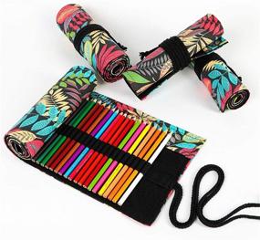 img 2 attached to 🎨 Colorful and Hilarious: 72-Slot Colored Pencil Wrap Roll - Ideal Pen Holder for Creative Artists, Students, and Travelers (Fallen Leaves)