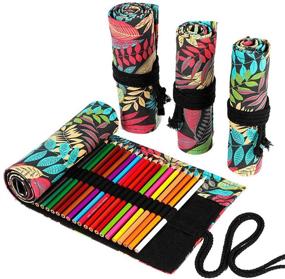 img 4 attached to 🎨 Colorful and Hilarious: 72-Slot Colored Pencil Wrap Roll - Ideal Pen Holder for Creative Artists, Students, and Travelers (Fallen Leaves)