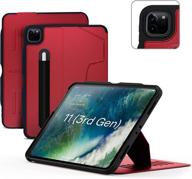 🍒 zugu case for 2021/2020 ipad pro 11 inch gen 2/3 - slim protective case - wireless apple pencil charging - magnetic stand & sleep/wake cover - cherry red logo