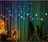 🎄 11.5ft/3.5m 96led multicolor snowflake led curtain string lights - plug in window curtain light for bedroom, patio, christmas decor, wedding, birthday party, indoor and outdoor logo