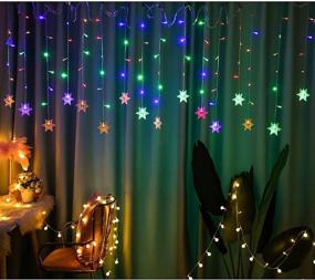 img 4 attached to 🎄 11.5ft/3.5M 96LED Multicolor Snowflake LED Curtain String Lights - Plug in Window Curtain Light for Bedroom, Patio, Christmas Decor, Wedding, Birthday Party, Indoor and Outdoor