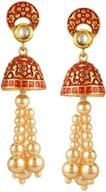 💫 gorgeous ethnadore indian bollywood antique gold plated wedding pearl tassel jhumka jhumki earrings jewelry - elegant and exquisite! logo