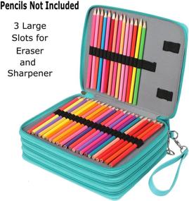 img 3 attached to 🖍️ Soucolor 168 Slots Pencil Case – PU Leather Zipper Pencil Wrap with Super Large Capacity – Ideal Pen Bag for Prismacolor Premier Colored Pencils, Crayola Colored Pencils, and Marco Pens (Green)