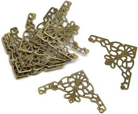 img 1 attached to Housweety 50 Bronze Tone Filigree 🏺 Triangle Wraps Connectors: Exquisite Embellishments for Jewelry Making