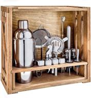 🎄 rustic pine stand 18-piece cocktail shaker set - perfect gifts for men, dad, grandpa - stainless steel bartender kit bar tools set for christmas, home, bars, parties, and traveling (silver) logo