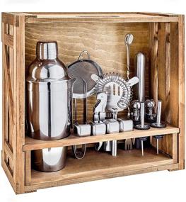 img 4 attached to 🎄 Rustic Pine Stand 18-Piece Cocktail Shaker Set - Perfect Gifts for Men, Dad, Grandpa - Stainless Steel Bartender Kit Bar Tools Set for Christmas, Home, Bars, Parties, and Traveling (Silver)