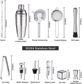 img 2 attached to 🎄 Rustic Pine Stand 18-Piece Cocktail Shaker Set - Perfect Gifts for Men, Dad, Grandpa - Stainless Steel Bartender Kit Bar Tools Set for Christmas, Home, Bars, Parties, and Traveling (Silver)