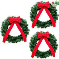 🎄 christmas wreath with led lights - 19 inch | set of 3 for front door, windows, living room & decor логотип