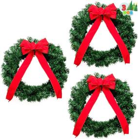 img 4 attached to 🎄 Christmas Wreath with LED Lights - 19 Inch | Set of 3 for Front Door, Windows, Living Room & Decor