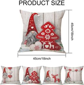 img 3 attached to Zivisk Christmas Gnome Pillow Covers - Set of 4, 18 x 18 Christmas Decorations Swedish Tomte Throw Pillow Case for Home & Office, Winter Holiday Decor Gift