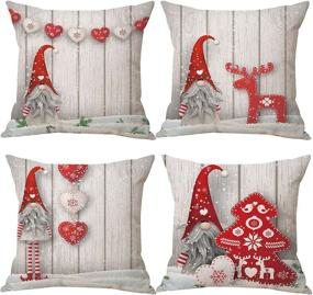 img 4 attached to Zivisk Christmas Gnome Pillow Covers - Set of 4, 18 x 18 Christmas Decorations Swedish Tomte Throw Pillow Case for Home & Office, Winter Holiday Decor Gift