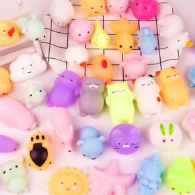 img 4 attached to 🦄 40 Pcs KUUQA Squeeze Animal Squishies: Cute Unicorn, Dinosaur, and Tortoise Mini Soft Stress Reliever Toys for Kids' Birthdays, Party Favors, Goodie Bags, Easter Egg Fillers