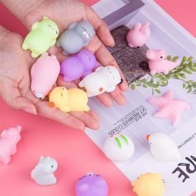 img 2 attached to 🦄 40 Pcs KUUQA Squeeze Animal Squishies: Cute Unicorn, Dinosaur, and Tortoise Mini Soft Stress Reliever Toys for Kids' Birthdays, Party Favors, Goodie Bags, Easter Egg Fillers