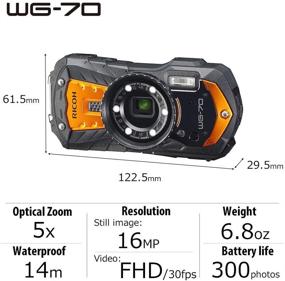 img 3 attached to 📷 Ricoh WG-70 Black Waterproof Digital Camera 16MP with Eye-Catching Orange Accents