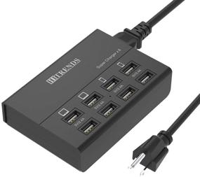 img 4 attached to HITRENDS 8-Port USB Charger Hub - 50W/10A Multi Port USB Charging Station for Multiple Devices (With 5ft Cord, Black)