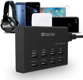 img 3 attached to HITRENDS 8-Port USB Charger Hub - 50W/10A Multi Port USB Charging Station for Multiple Devices (With 5ft Cord, Black)