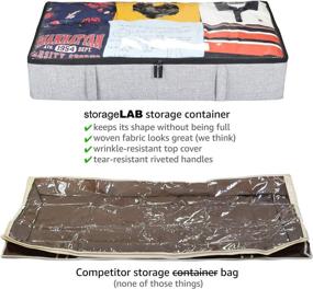 img 2 attached to Grey 1-Pack Under Bed Storage Containers by storageLAB - Woven Fabric with Plastic Structure, 33x17x6in