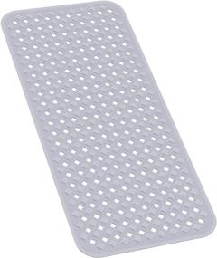 img 4 attached to 🛁 XIYUNTE Bathtub Mat Non Slip Shower Mats - Long Bath Mat for Tub with Suction Cups and Drain Holes, Machine Washable Rubber Shower Stall Tub Mat, 34.5 x 15.5 Inch, Grey - Anti Slip Shower Mat