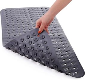 img 3 attached to 🛁 XIYUNTE Bathtub Mat Non Slip Shower Mats - Long Bath Mat for Tub with Suction Cups and Drain Holes, Machine Washable Rubber Shower Stall Tub Mat, 34.5 x 15.5 Inch, Grey - Anti Slip Shower Mat
