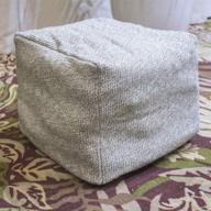 🪑 versatile and stylish esk square unstuffed pouf cover: ottoman, foot stool, foot rest, and bean bag chair in cotton linen for living room, bedrooms, home decor - pouf-grey logo
