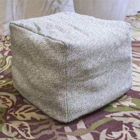 img 4 attached to 🪑 Versatile and Stylish Esk Square Unstuffed Pouf Cover: Ottoman, Foot Stool, Foot Rest, and Bean Bag Chair in Cotton Linen for Living Room, Bedrooms, Home Decor - Pouf-Grey