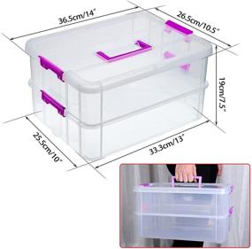 img 3 attached to Transparent Stackable Storage Bin With Handle Lid - 📦 JuxYes 2-Tiers Stack Carry Storage Box for School & Office Supplies