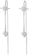 💫 sluynz 925 sterling silver star dangle chain earrings for women teen girls | long threader tassel earrings logo