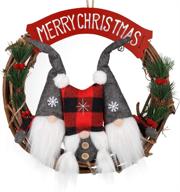 🎅 d-fantix 14 inch small swedish gnome christmas wreath for front door - santa scandinavian tomte gnomes ornaments - window home door christmas decorations logo