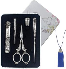 img 3 attached to 🧵 DLYZHUA 5 Pcs Vintage Silver European Style Scissors Set with Tassels - Perfect for Collectors, Handmade Projects, Sewing, Crafts, and Embroidery