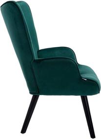 img 3 attached to 🪑 Dolonm Velvet Accent Chair - Modern Tufted Button Wingback Vanity Chair with Arms - Upholstered Tall Back Desk Chair - Solid Wood Legs - Living Room, Bedroom, Waiting Room - Green