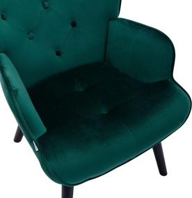 img 1 attached to 🪑 Dolonm Velvet Accent Chair - Modern Tufted Button Wingback Vanity Chair with Arms - Upholstered Tall Back Desk Chair - Solid Wood Legs - Living Room, Bedroom, Waiting Room - Green