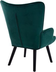 img 2 attached to 🪑 Dolonm Velvet Accent Chair - Modern Tufted Button Wingback Vanity Chair with Arms - Upholstered Tall Back Desk Chair - Solid Wood Legs - Living Room, Bedroom, Waiting Room - Green