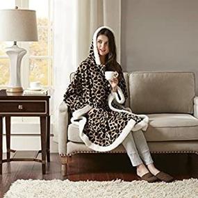 img 4 attached to 🐆 CS Glimmersoft Plush to Sherpa Pocket Hooded Angel Wrap Ultra Soft Wearable Poncho Blanket Throw, 58"x72", Leopard Print - CS58-0312