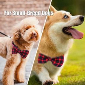 img 2 attached to 🐶 BLEIES Red Plaid Dog Collar for Girls with Bow Tie - Stylish Puppy Collar for Small, Medium, Large Dogs (Medium, Black+Red Grid)