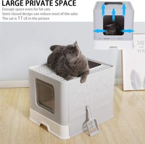 img 2 attached to GENENIC Top Entry Cat Litter Box: Foldable, Enclosed & Anti-Splashing - Grey Square Door