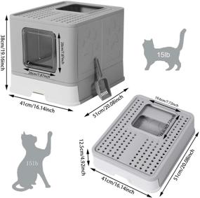 img 1 attached to GENENIC Top Entry Cat Litter Box: Foldable, Enclosed & Anti-Splashing - Grey Square Door